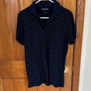 Tommy Hilfiger Navy Patterned Polo Shirt